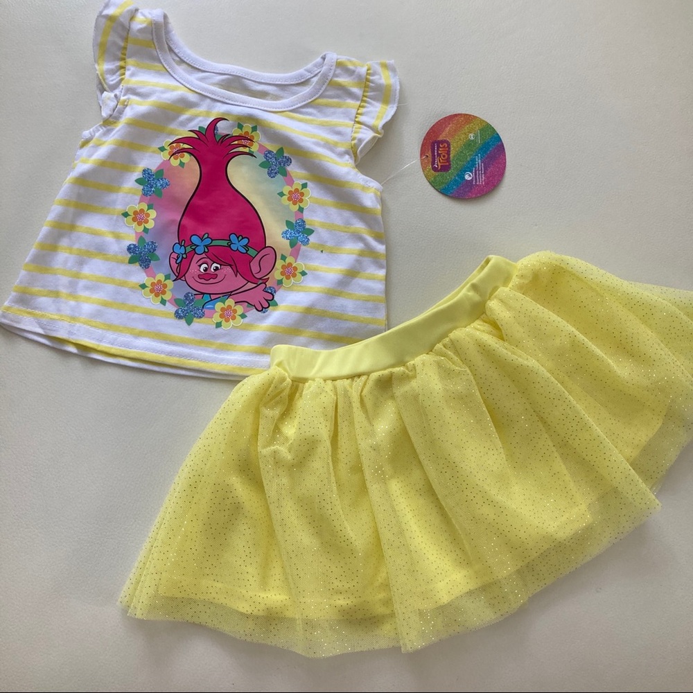 Dreamworks Trolls Cute Sparkly tutu skirt set 2093